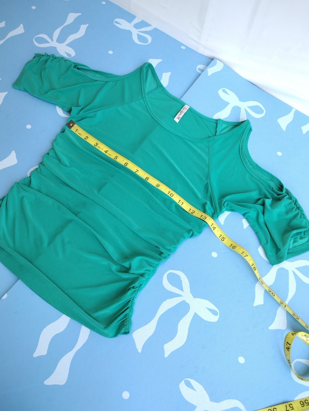 Cold Shoulder Open Back Ruched Top Fitted - Size M - Picture 4 of 6